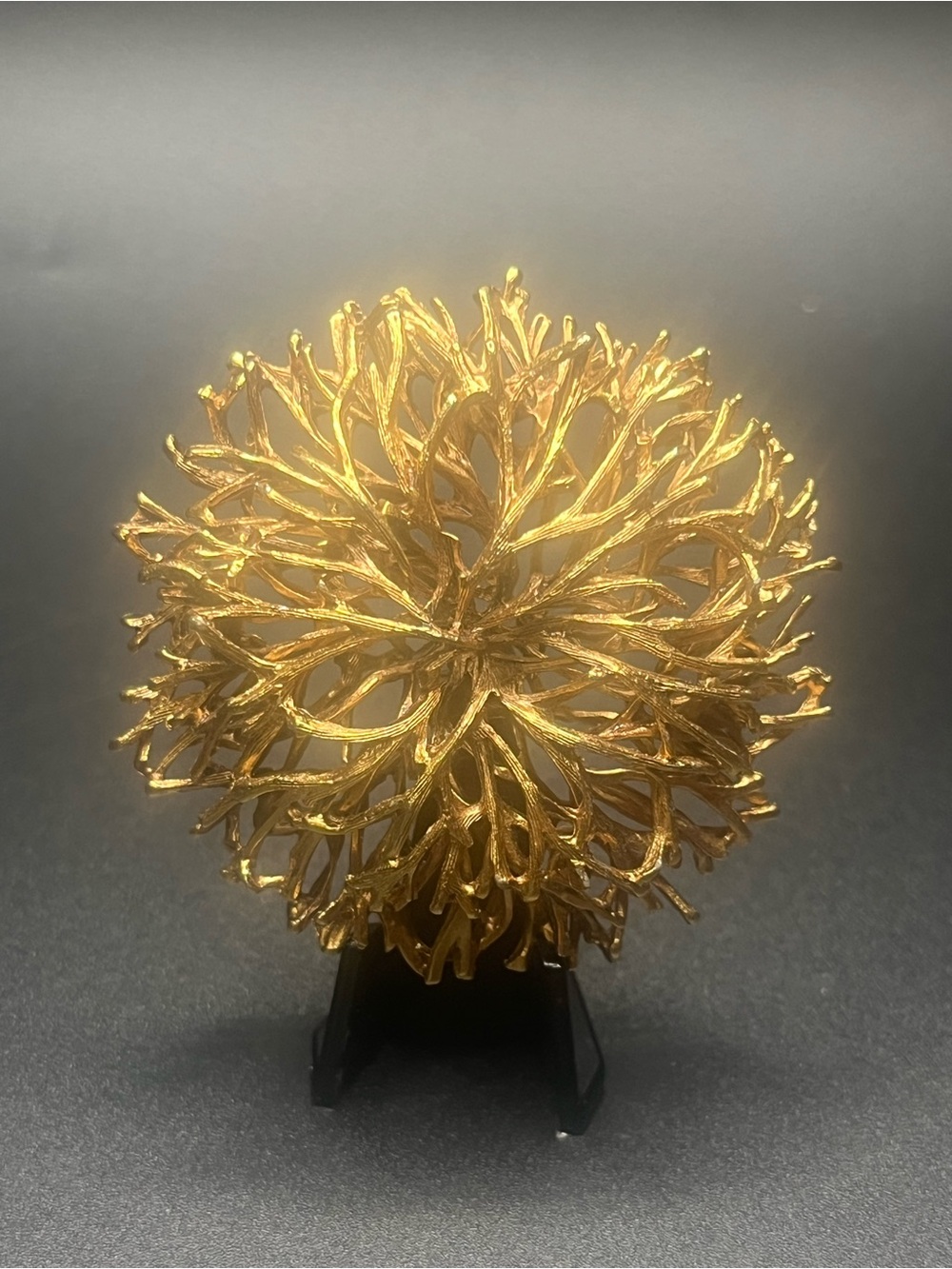Vintage Gold Tone Branch Coral Statement Brooch Large Dimensional Pin